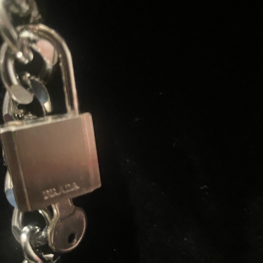 Silver Belt Chain With A Prada Lock And Key - image 8